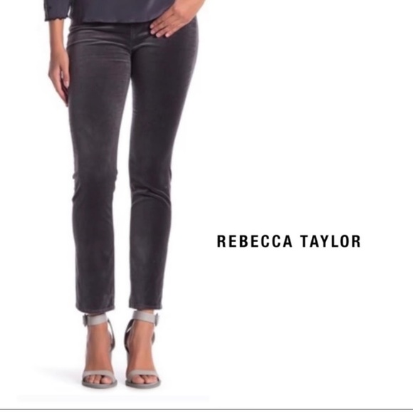 La Vie Women’s size 29 Clemence Gray Velvet High Rise Skinny Straight Leg Pants - Picture 1 of 16